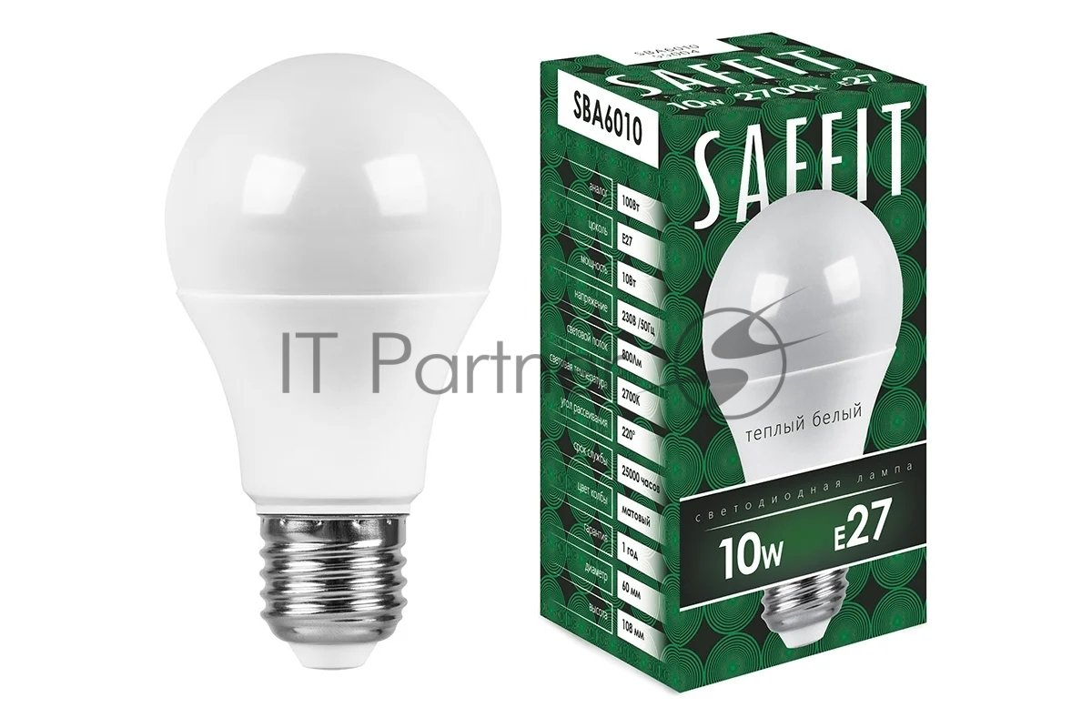Лампа светодиодная SAFFIT 55004, 10Вт, E27, 2700K, 800Лм