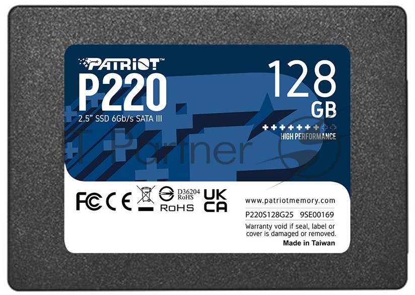 Накопитель SSD Patriot P220, 128Gb, SATA III, 2.5", R/W 550/480