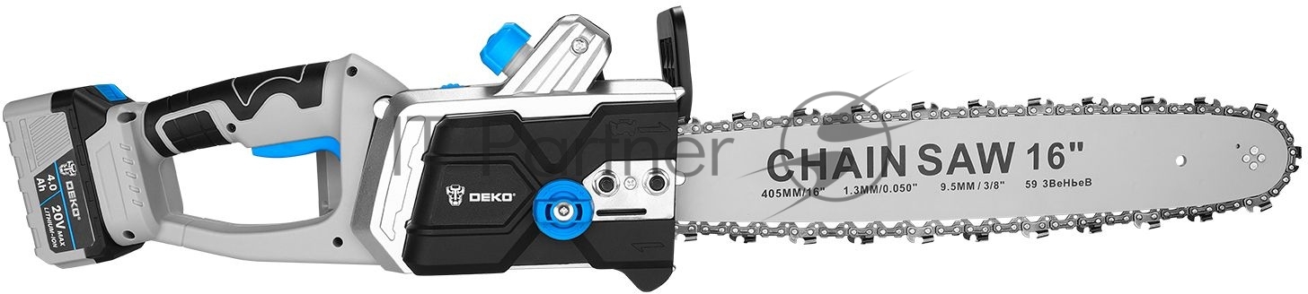 Пила цепная аккумуляторная в кейсе DEKO DKCHS 40 PRO [063-4357] 2х20В, 2x4.0А·ч, 2 з/у