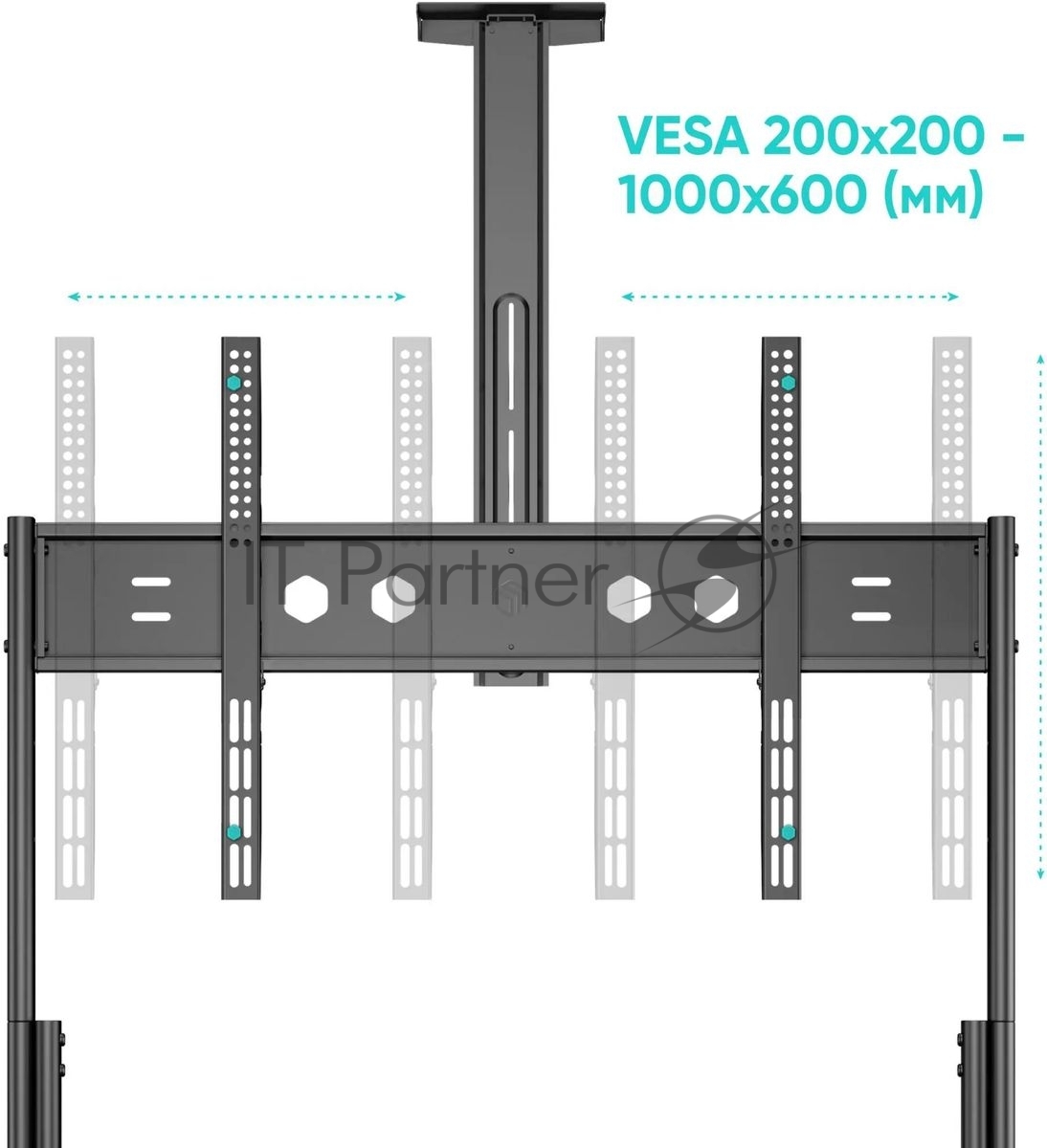 Подставка для телевизора ONKRON TS2080 черный 60"-120" макс.150кг напольный мобильный