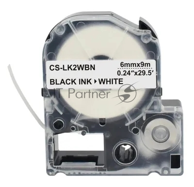 Картридж ленточный Cactus CS-LK2WBN черный, 6мм, 9м для Epson LW300/LW400/LW700/LW600P/LW1000P/K400/Z700/Z900