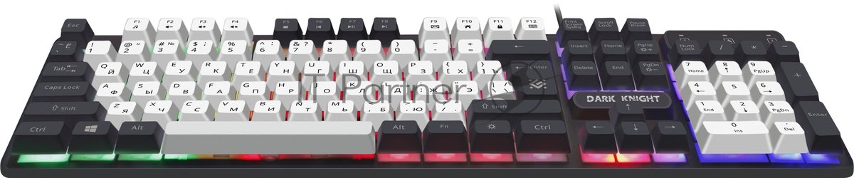 Клавиатура проводная Defender Dark Knight R GK-077, USB, черный/белый