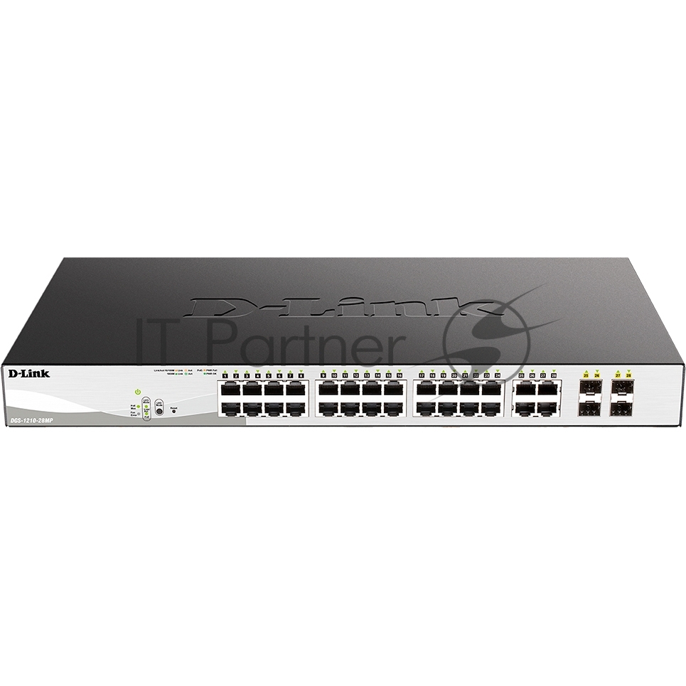 Коммутатор D-Link DGS-1210-28MP/F4A, 24×1 Гбит/с + 4×1 Гбит/с Combo, настраиваемый