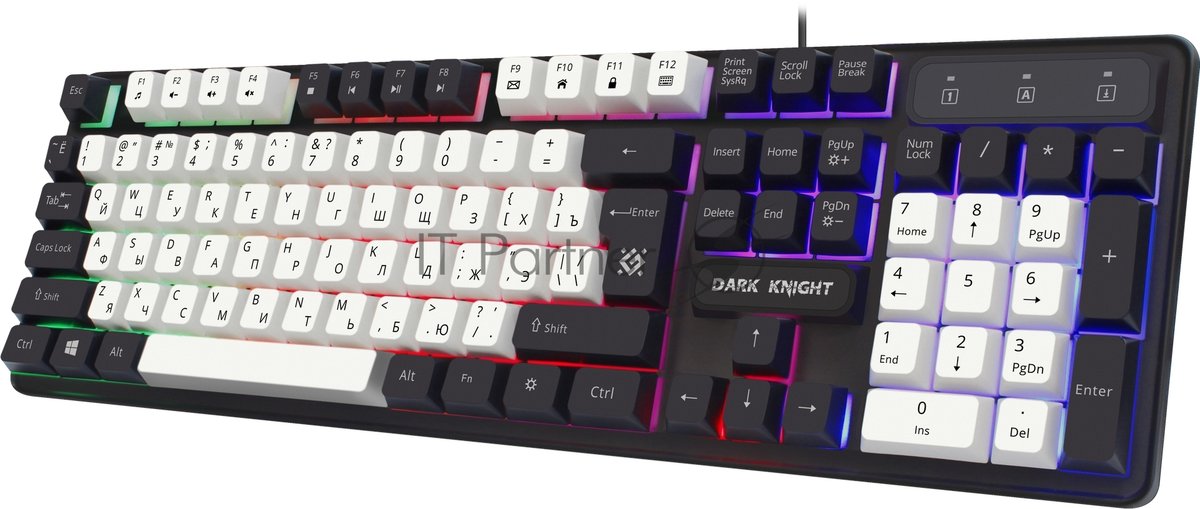 Клавиатура проводная Defender Dark Knight R GK-077, USB, черный/белый