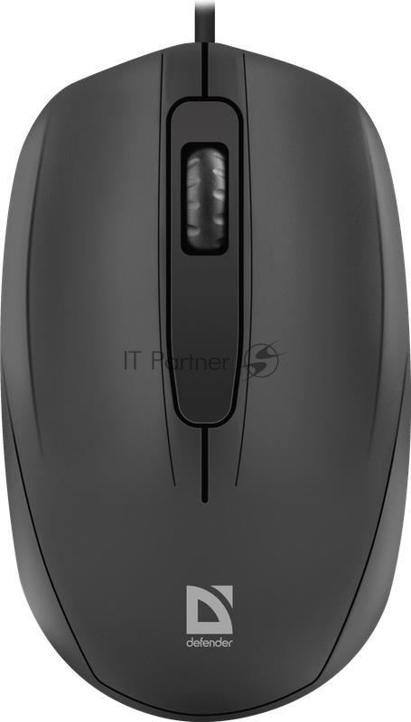 Мышь проводная Defender Alpha MB-507 черный, 1000 dpi, USB, кнопки - 3