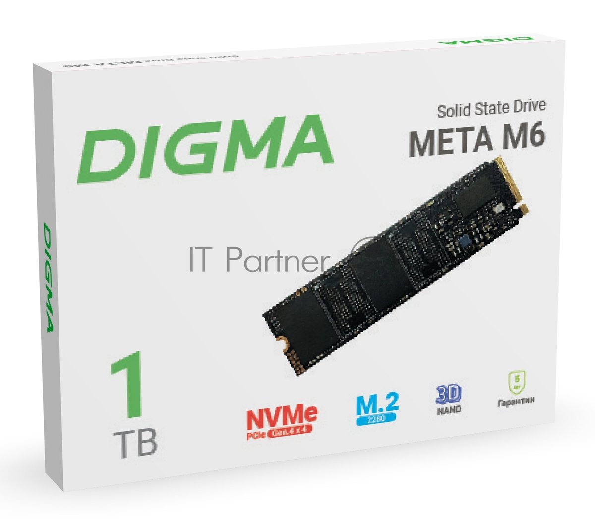 Накопитель SSD Digma Meta M6 DGSM4001TM63T, 1Tb, PCIe 4.0 x4, M.2 2280, NVMe, R/W 7400/6600