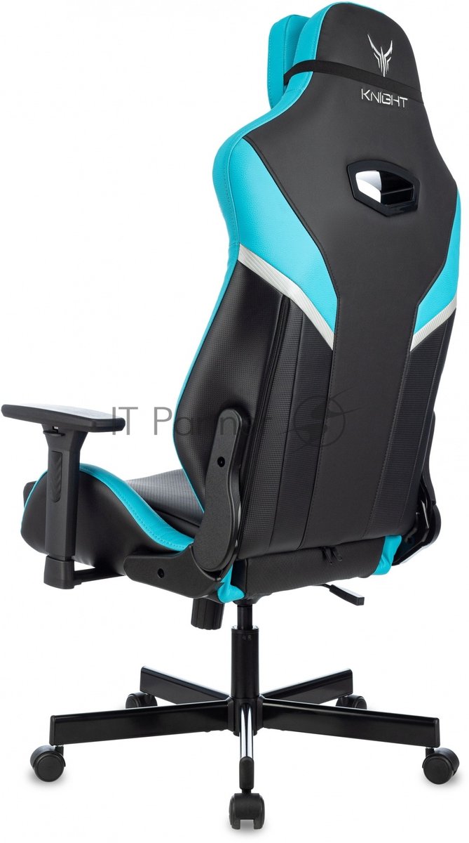 Кресло Knight Thunder 5X черный/голубой, экокожа, 120 кг, механизм качания
