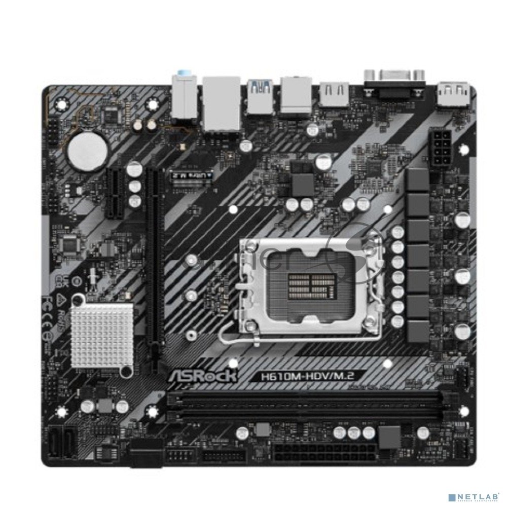 Материнская плата ASRock H610M-HDV/M.2 R2.0, LGA1700, Intel H610, 2xDDR4, 4xSATA, 1xM.2, 1xPCIe 4.0 x16, DisplayPort, HDMI, D-Sub, 1x1Gb LAN, 3x3.5 мм, 7.1, microATX