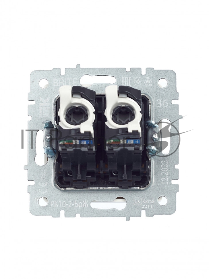 Розетка компьютерная двойная IEK BRITE РК10-2-БрЖ кат.5E RJ45 жемчуг