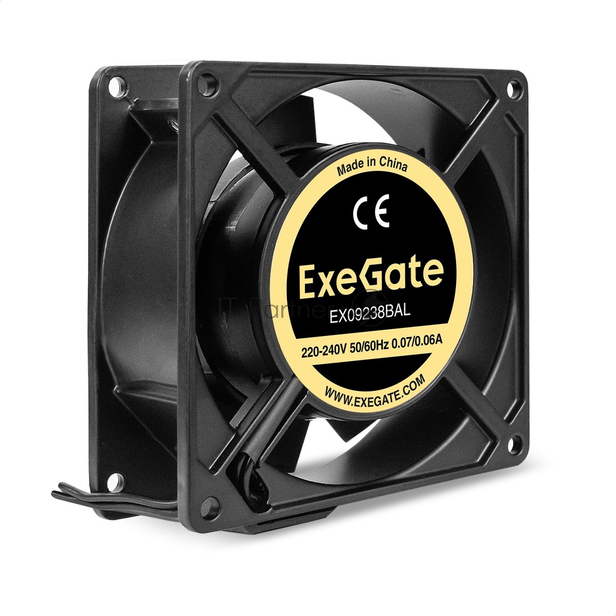 Exegate EX289008RUS Вентилятор 220В AC ExeGate EX09238BAL (92x92x38 мм, 2-Ball (двойной шарикоподшипник), алюминиевый корпус, подводящий провод 30 см, 2800RPM, 40dBA, RTL)