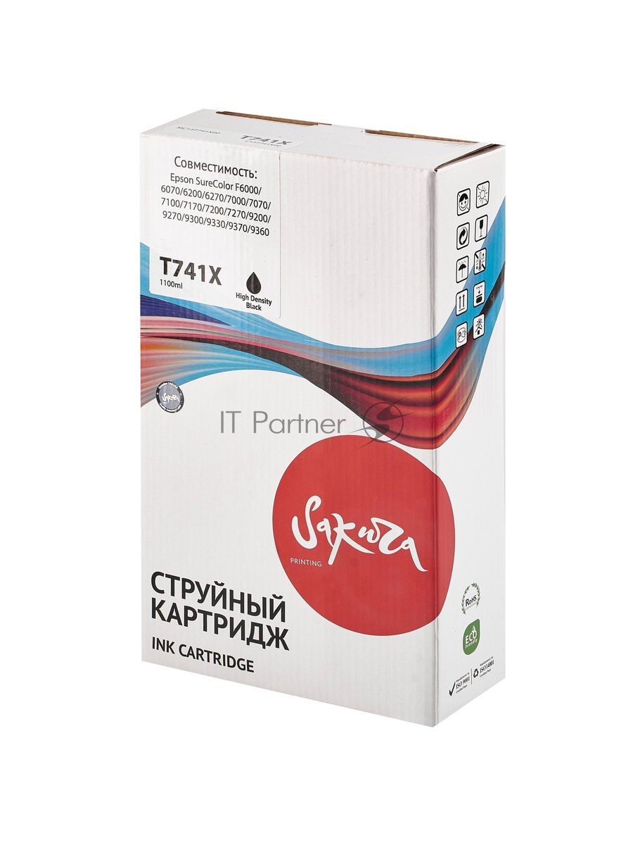 Контейнер с чернилами Sakura C13T741X00 (T741X BK) для Epson, черный, 1000 мл.