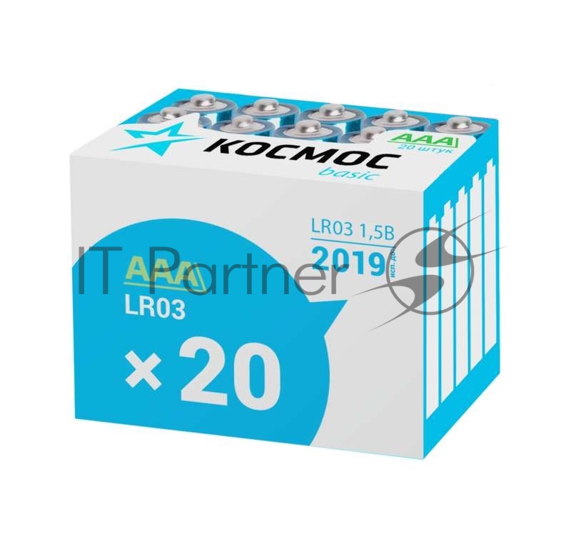 Элемент питания алкалиновый AAA/LR03 (уп.20шт) КОСМОС KOCLR0320BOX