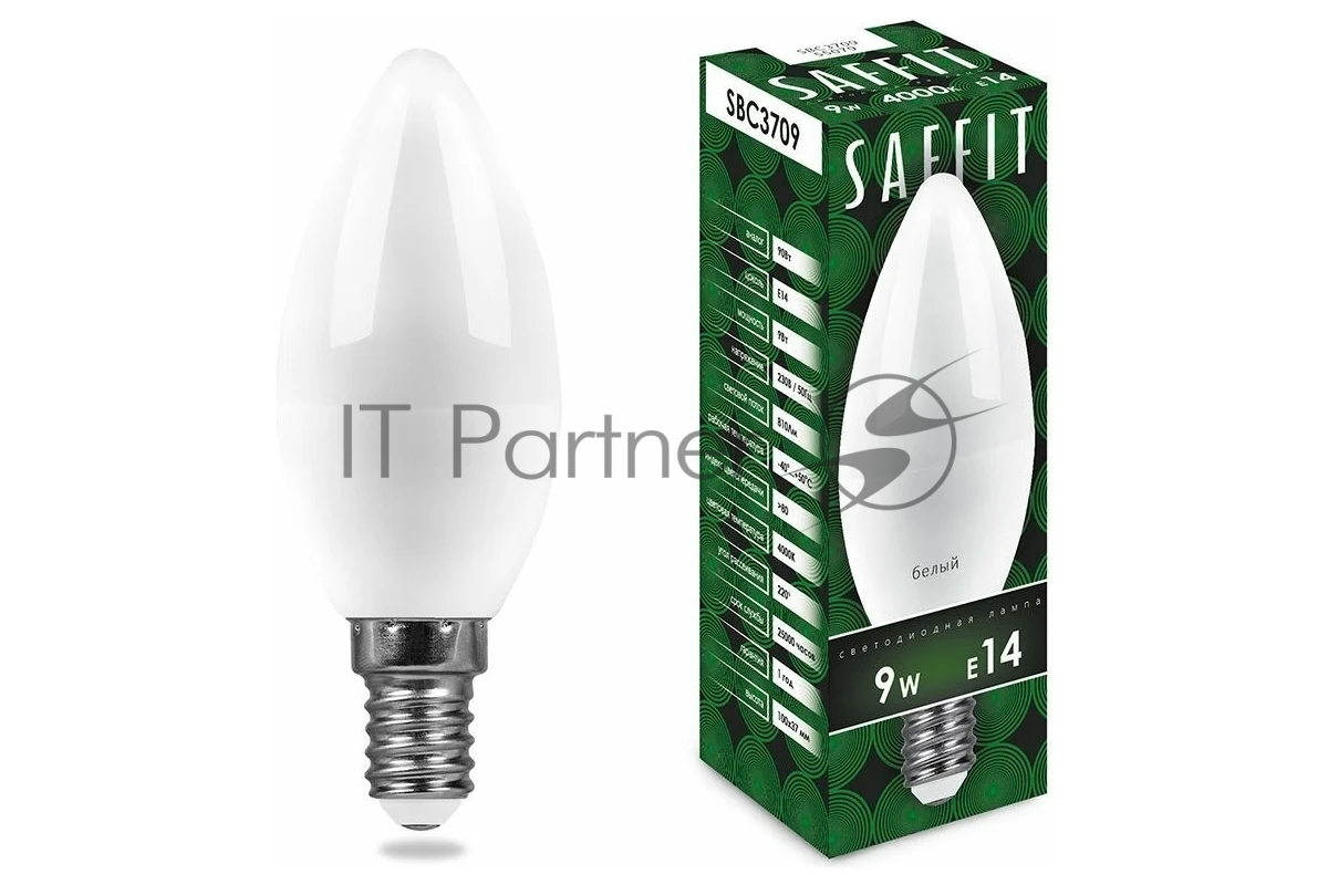 Лампа светодиодная SAFFIT SBC3709 (55079) 9Вт Е14 белый матовая свеча