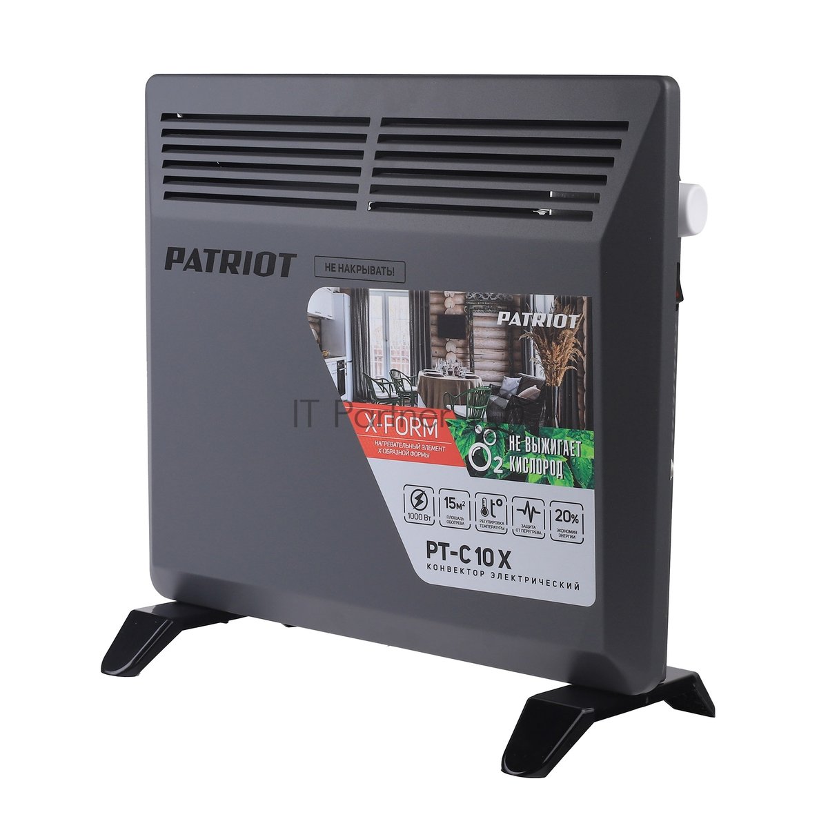 Конвектор электрический Patriot PT-C 10 X черный, 1000 Вт, 15 м2, термостат