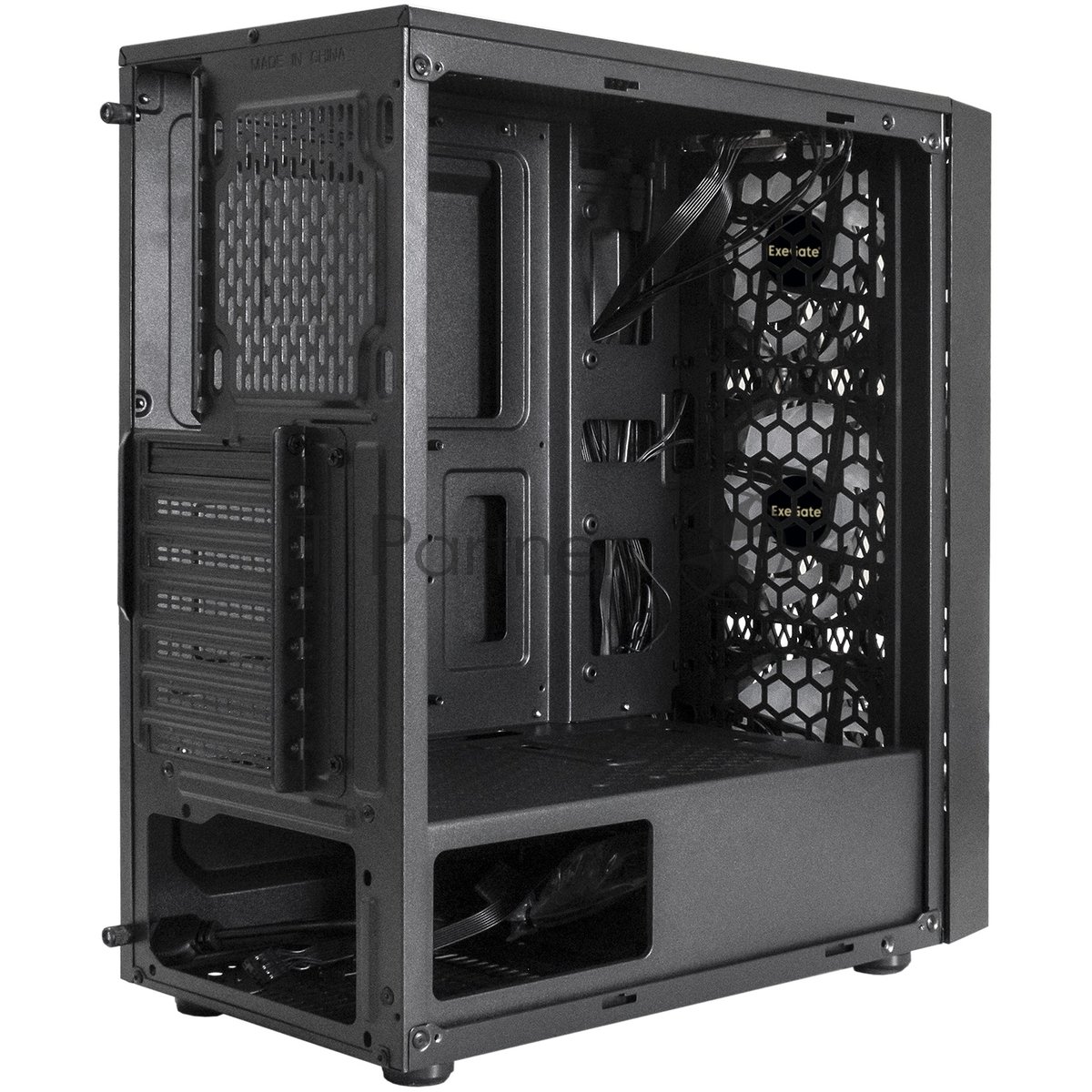 Exegate EX296075RUS Корпус Miditower ExeGate EVO-8243-EVO800 (ATX, БП EVO800RGB с вент. 12 см, 2*USB+1*USB3.0, черный, 3 вент. с RGB подсветкой, боковая панель - закаленное стекло)
