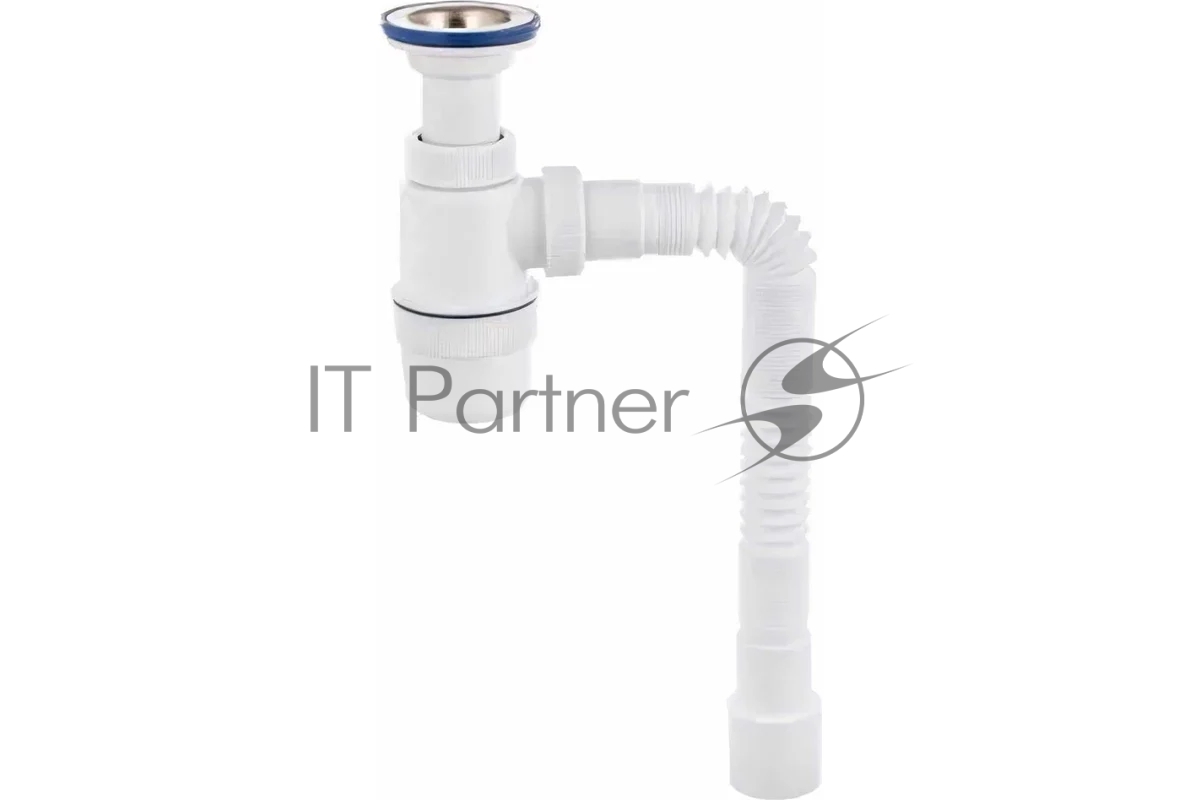 Сифон VIRPlast 30980617, ЭЛИТ, 1½×40/50 мм, нерж. чашка 70 мм, гофротруба 800 мм