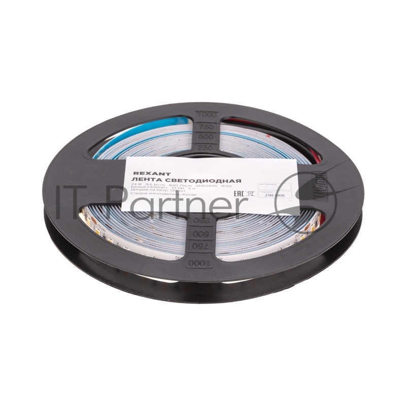 Лента светодиодная Rexant 24В, SMD2835, 9,6Вт/м, 120 LED/м, 4000K, 10мм, 5м, IP20