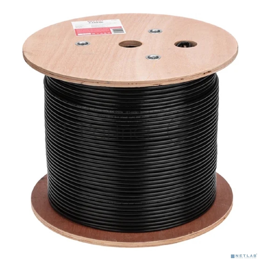 Rexant (01-0058) Кабель витая пара U/UTP, CAT 6, PE, 4PR, 23AWG, OUTDOOR, SOLID, черный, 305м