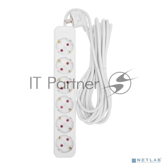 Rexant 13-4045 Удлинитель STANDARD 6 гнезд, 5м, 3х1,0мм?, с/з, белый