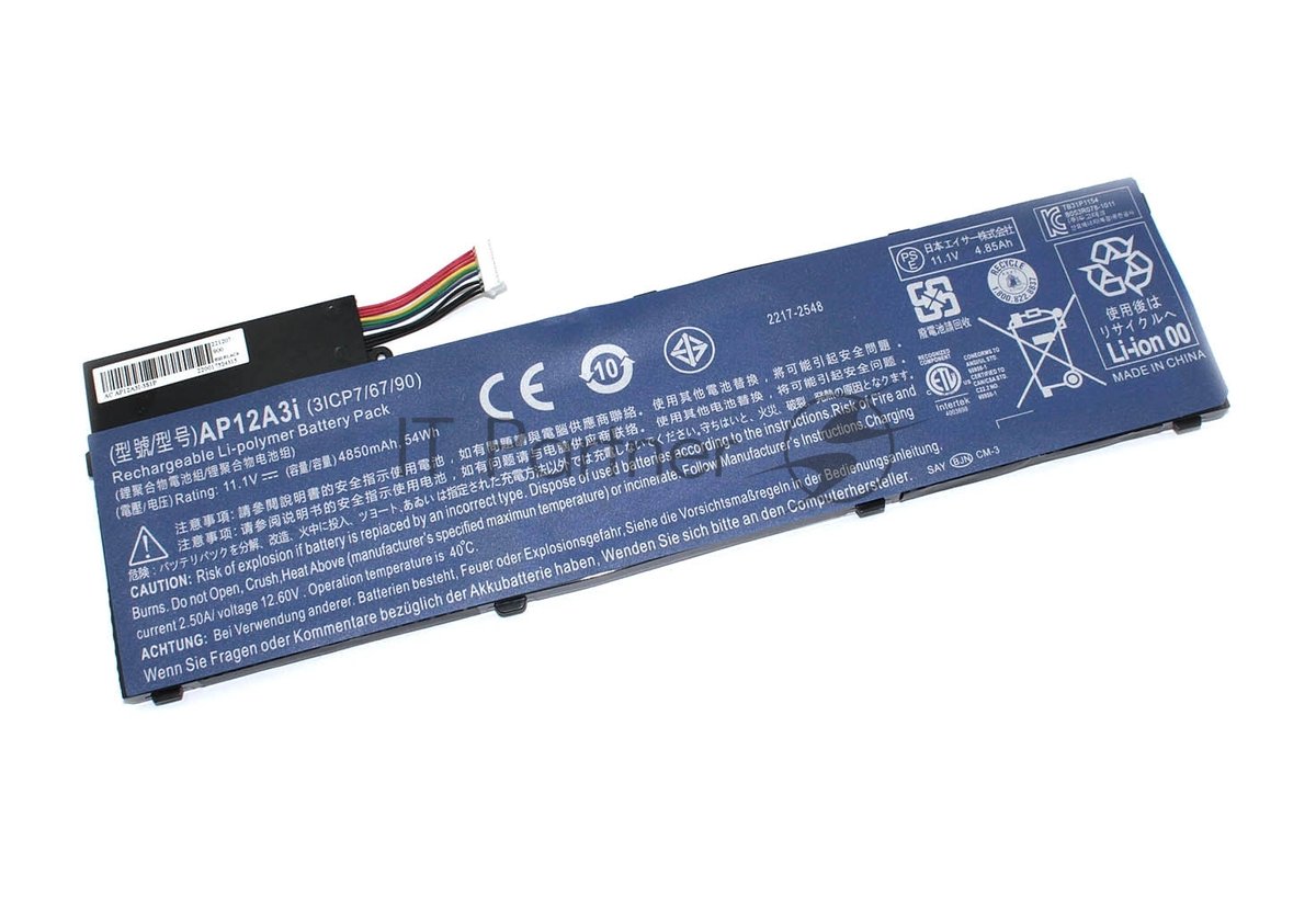 Аккумуляторная батарея для ноутбука Acer Aspire M3 M5 W700 11.1V 4850mAh 54Wh