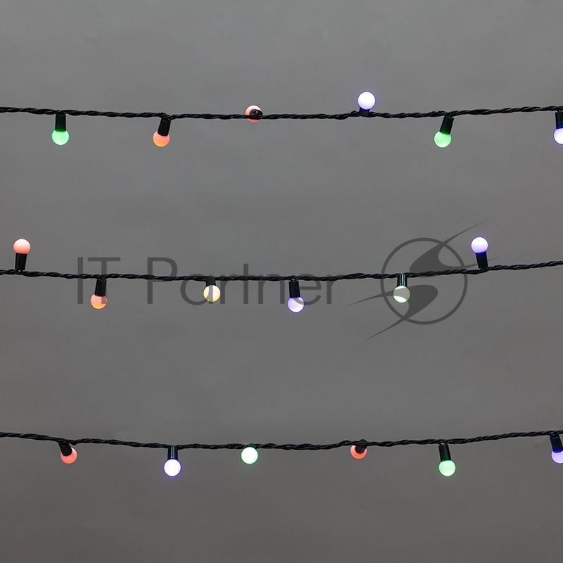Гирлянда Neon-night "Мультишарики" 20м, 200 LED, диаметр 15мм, IP44, зеленый провод, свечение мульти (RG/RB), мигание, 230В