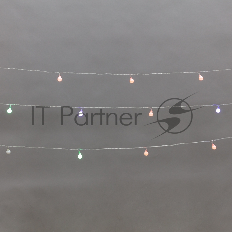 Гирлянда светодиодная Neon-night Шарики 5м, 20 LED, IP20, прозрачный провод, свечение мульти (RG/RB), контроллер 8 режимов, 230В