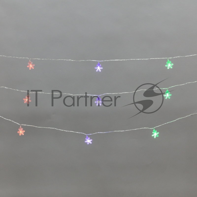 Гирлянда светодиодная Neon-night Снежинки большие 5м, 20LED, IP20, прозрачный провод, свечение мульти (RG/RB), мигание, 230В