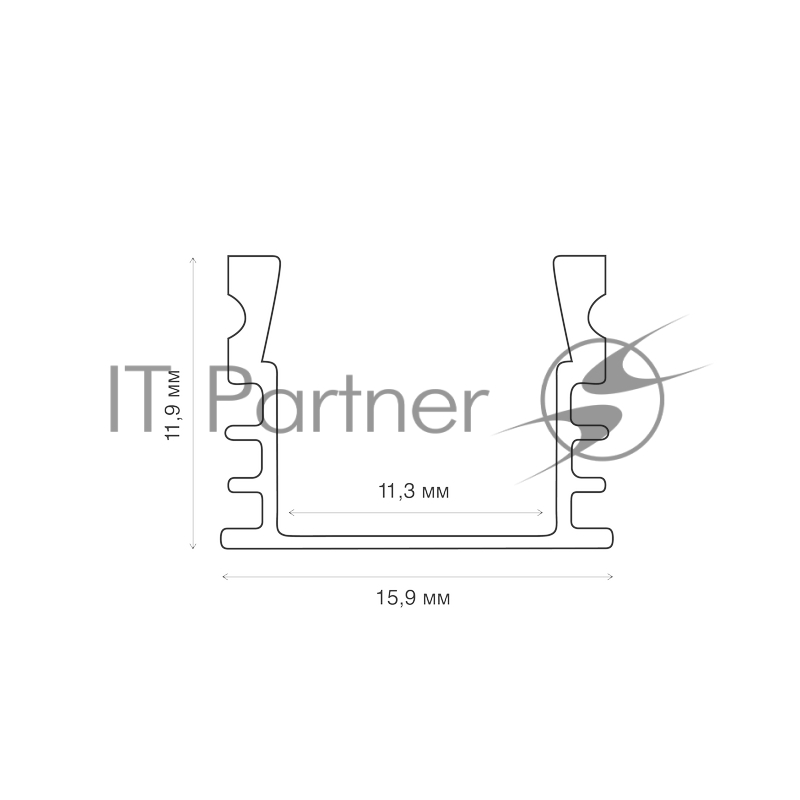 Комплект накладного алюминиевого профиля с рассеивателем Rexant 16х12 мм, 1 м
