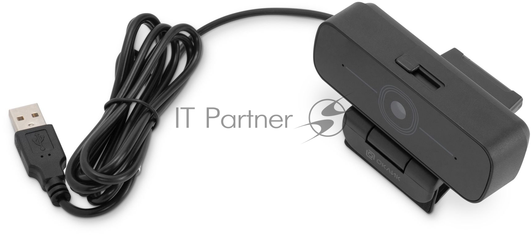 Веб-камера OKLICK OK-C001FH 1920x1080, 30 кадр/с, USB Type-A, микрофон (шумоподавление), универсальное крепление