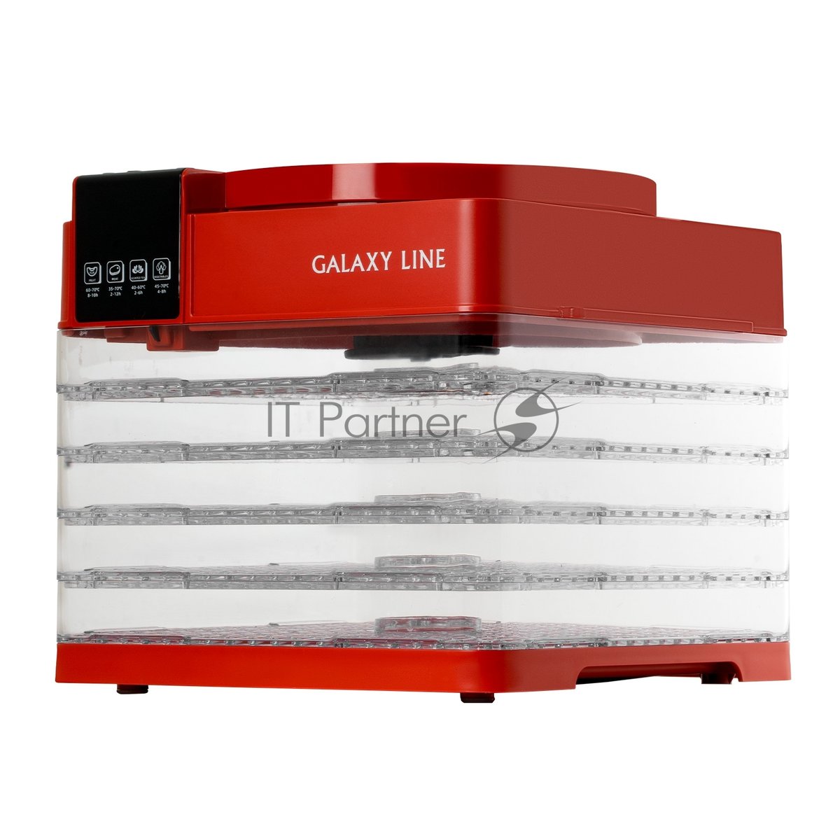 Сушилка для овощей и фруктов Galaxy Line GL 2630, красный, с электронным управлением, 450 Вт