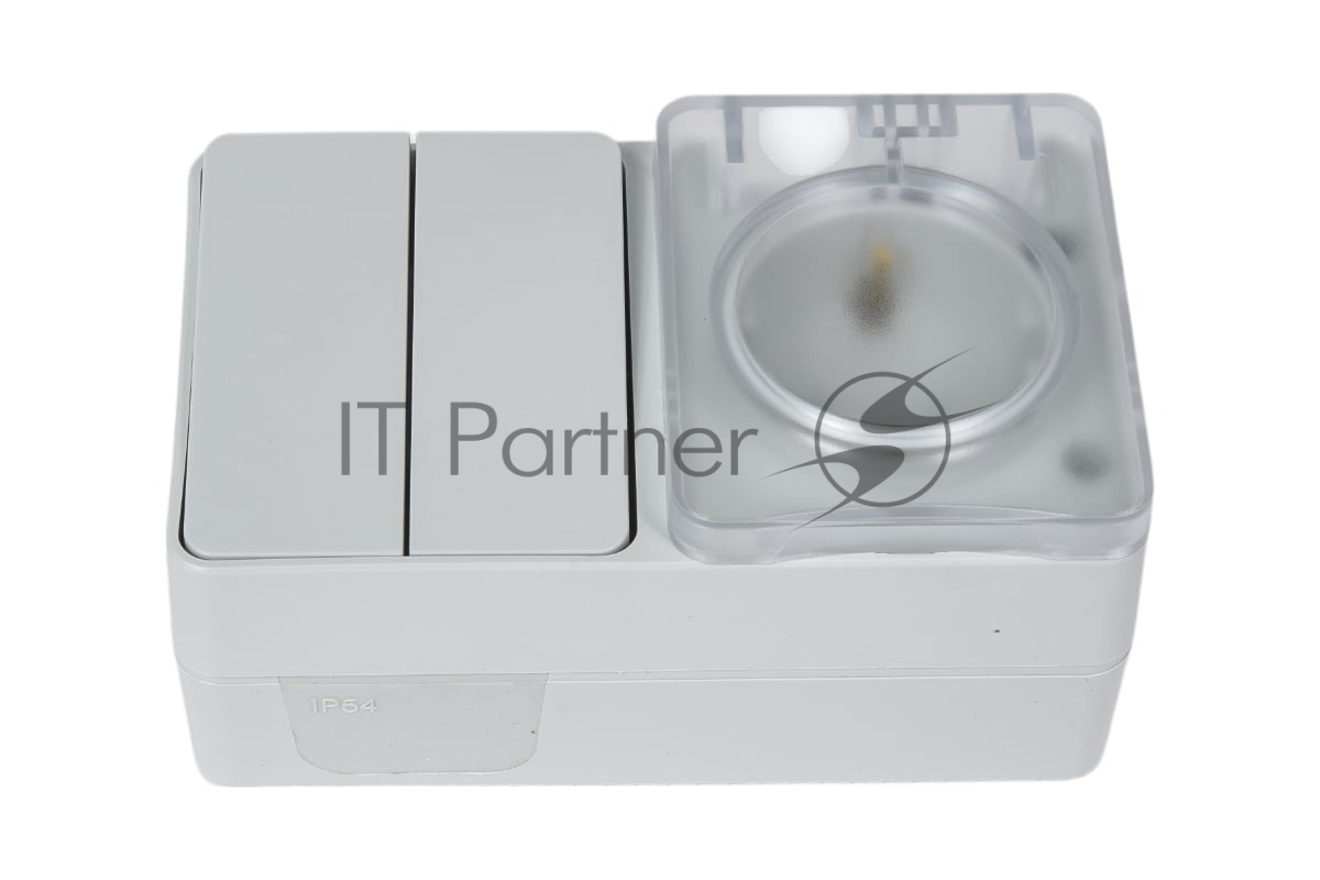 Блок открытого монтажа AtlasDesign PROFI IP54: розетка с заземлением со шторками 16А, выключатель 2-клав.10А, серый