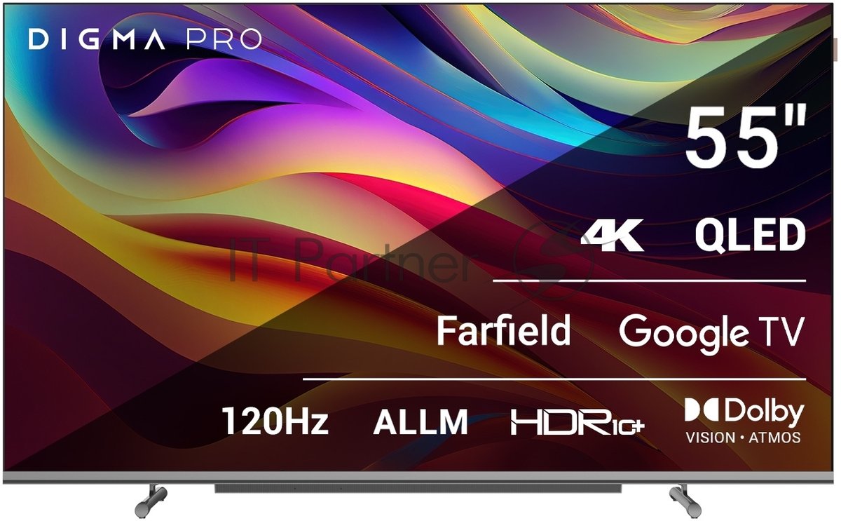 Телевизор Digma 55" Pro 55L черный QLED UHD 120Hz GoogleTV