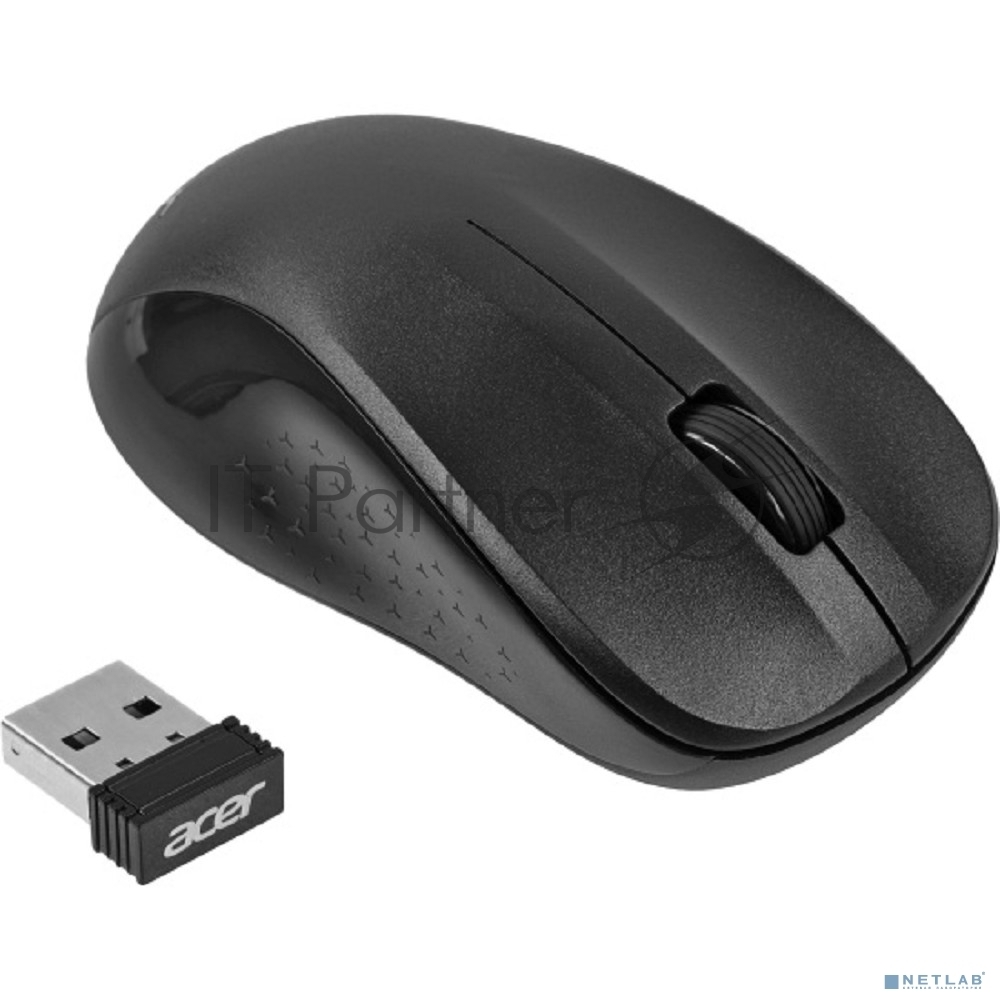 Мышь беспроводная Acer OMR302 черный, 1200 dpi, радиоканал, USB, кнопки - 3
