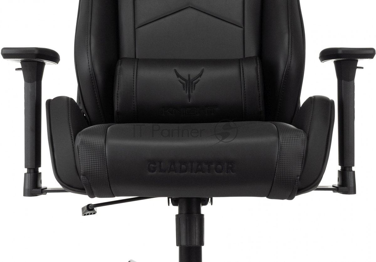 Кресло Knight Gladiator черный, экокожа, 120 кг, механизм качания