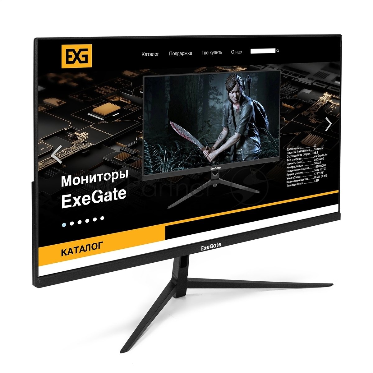 Монитор 27" ExeGate SmartView EZ2700A IPS 1920x1080, 75 Гц, 5 мс, 16:9, 250 кд/м2, 1xHDMI, 1xVGA, 1x3.5 мм, черный