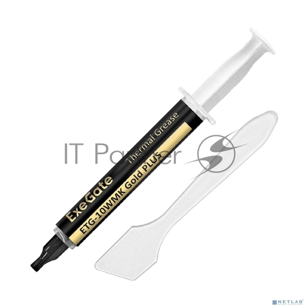 Exegate EX296086RUS Термопаста ExeGate ETG-10WMK Gold PLUS (10,4 Вт/(м•К), 4г, шприц с лопаткой)