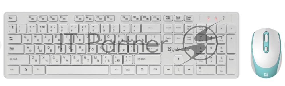 Комплект клавиатура+мышь Defender Auckland C-987 беспроводной, USB, 1600 DPI, белый