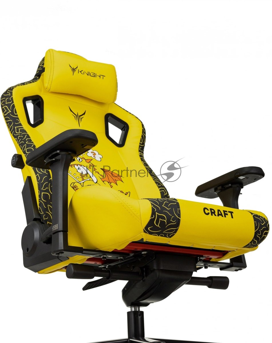 Кресло Knight Craft Dragon желтый, экокожа, 120 кг, механизм качания