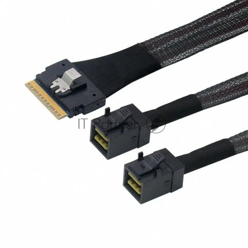 Кабель LR-Link SlimSAS x8 to 2 x miniSAS HD (SFF-8654 x8 - 2 x SFF-8643) Cable, 800мм