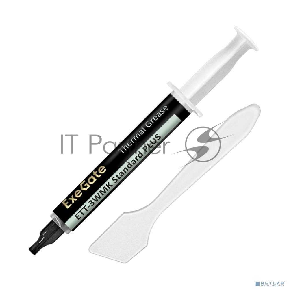 Exegate EX296092RUS Термопаста ExeGate ETT-3WMK Standard PLUS (3,2 Вт/(м•К), 3г, шприц с лопаткой)