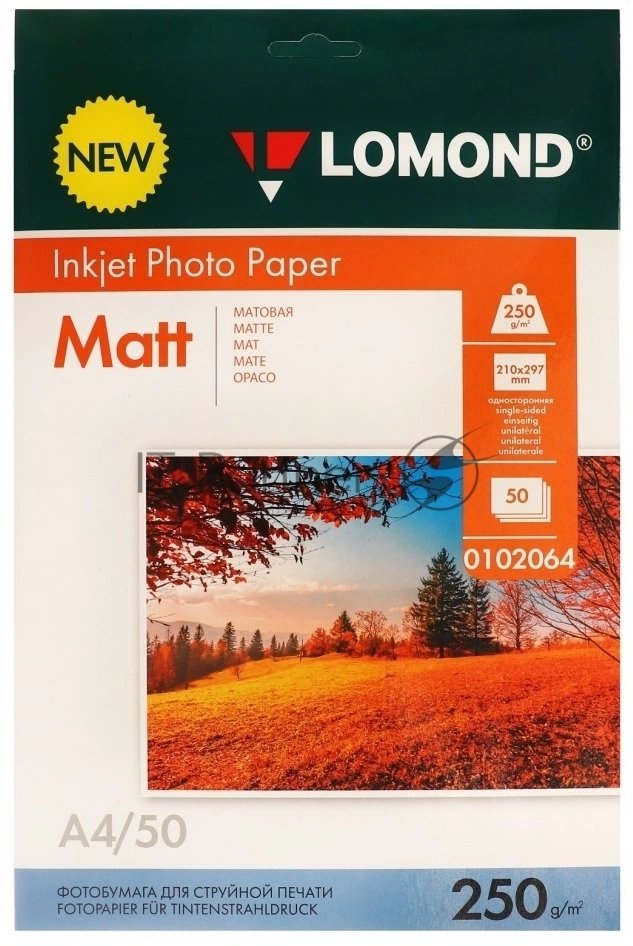 Фотобумага Lomond 0102064 A4/250г/м2/50л./белый матовое для струйной печати