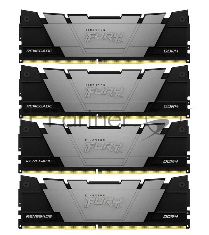 Оперативная память Kingston Fury Renegade, DDR4, 32Gb (4x8GB), 3200MHz, CL16, DIMM, с радиатором, черный