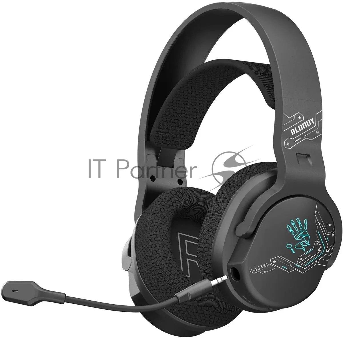 Гарнитура Bloody GR370 черный, беспроводная + проводная, Bluetooth, до 45 ч, подсветка