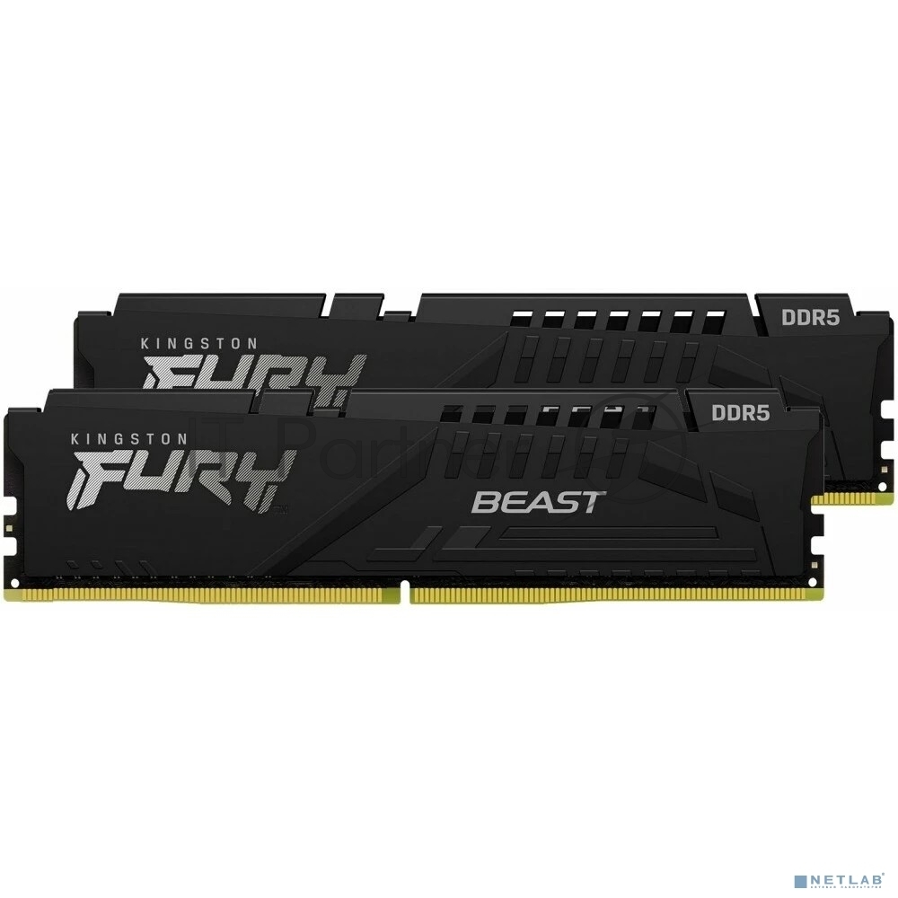 Оперативная память Kingston Fury Beast, DDR5, 64Gb (2x32Gb), 6000MHz, CL36, DIMM, с радиатором, черный