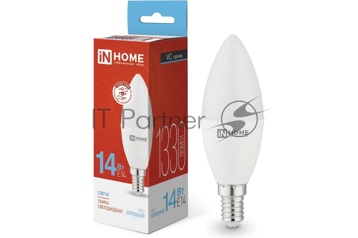 Лампа светодиодная LED-СВЕЧА-VC 14Вт E14 6500К 1330лм IN HOME 4690612047775