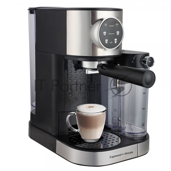 Кофеварка рожковая Zigmund & Shtain ZCM-890 черный/стальной, исп. кофе - молотый, 1.2 л, 1600 Вт, 15 бар