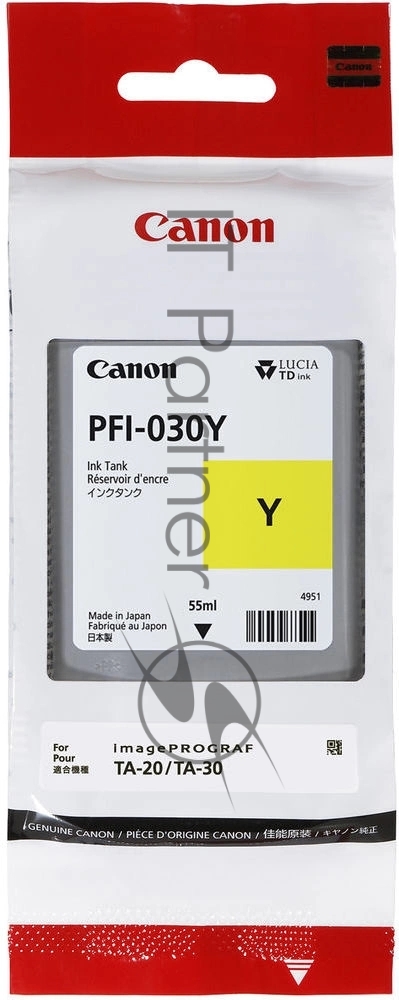 3492C001AA - Чернила, Canon, Ink Tank PFI-030 Yellow, 3492C001AA, для imagePROGRAF TA-20/TA-30, TM-240/TM-340, 55 мл