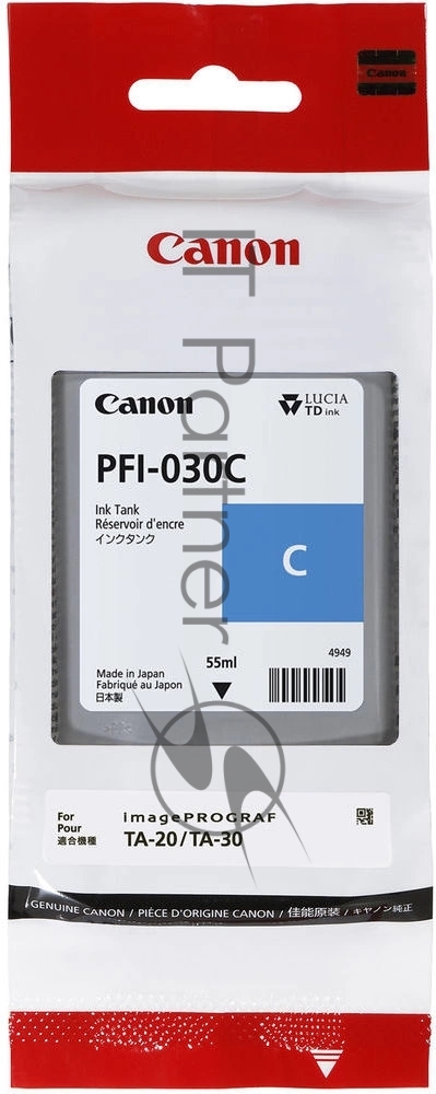 3490C001AA - Чернила, Canon, Ink Tank PFI-030 Cyan, 3490C001AA, для imagePROGRAF TA-20/TA-30, TM-240/TM-340, 55 мл