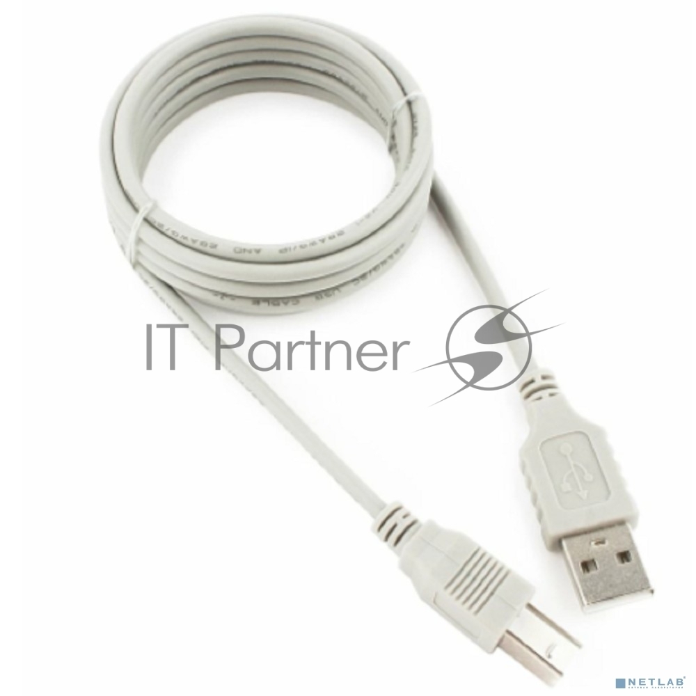Кабель USB2.0 Cablexpert CC-USB2-AMBM-6-N, AM/BM, медь, 1.8м, серый, пакет