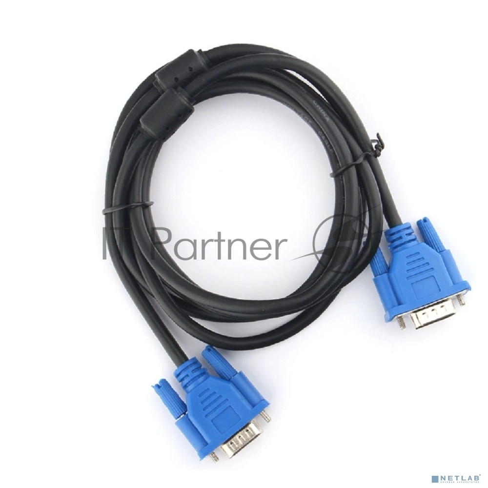 Кабель VGA Pro Cablexpert CC-PVGA-1.8M, 15M/15M, 1.8м, экран, феррит. кольца, пакет